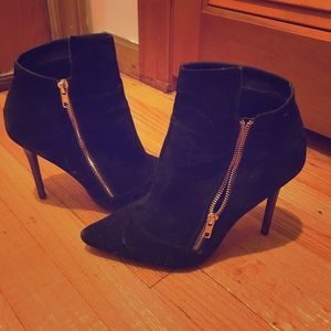 Black Ankle Booties W/ Gold Zipper